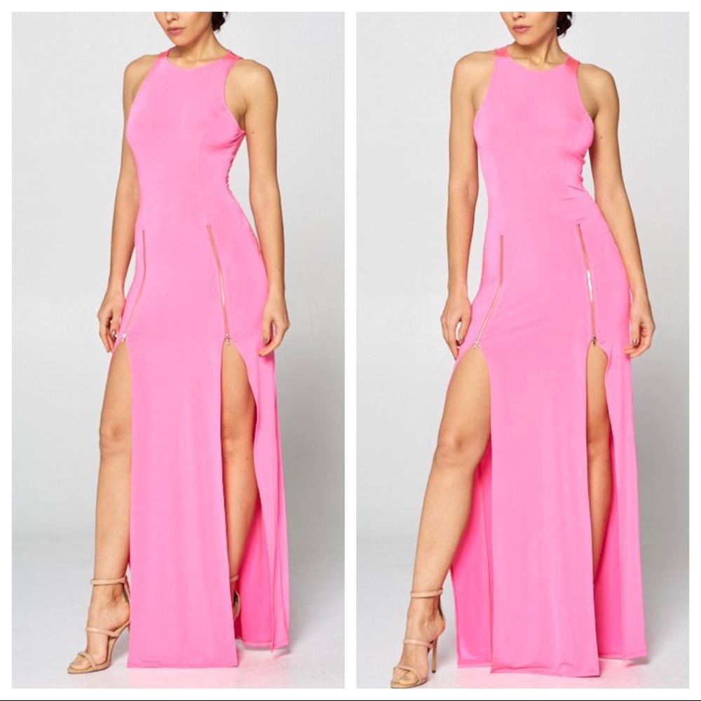 Slit Maxi Dress available in Fuchsia and Lavender